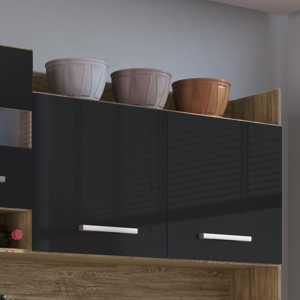 Miniatura Cozinha Compacta Decibal AC6200 6 Portas 2 Gavetas com Armário e Balcão - Wood Preto