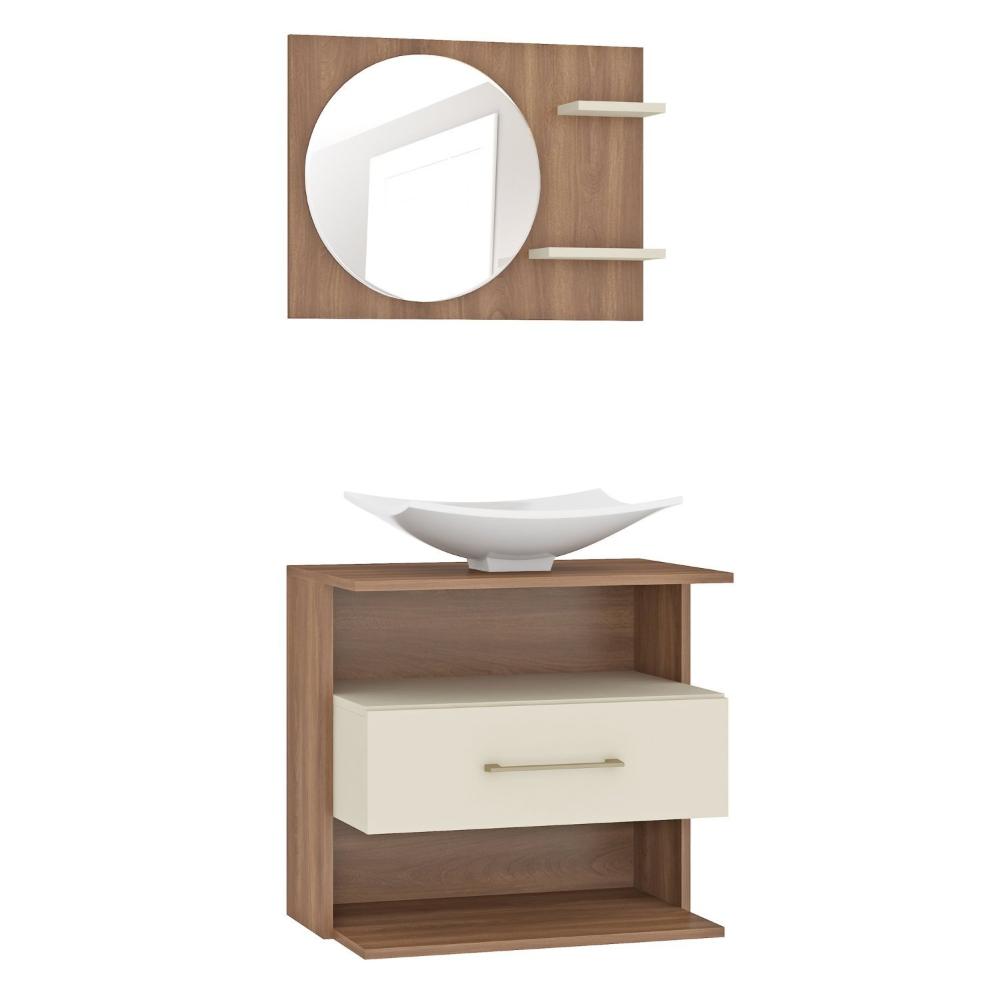 Miniatura Gabinete Suspenso 1 Gaveta 2 Nichos 1 Cuba 1 Espelho Florença Fellicci Manchester/Champagne