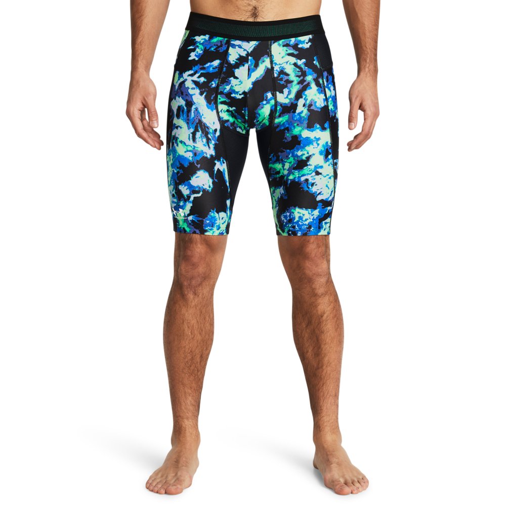 Miniatura Shorts de Compressão Masculina Under Armour HeatGear Iso-Chill Printed M Verde
