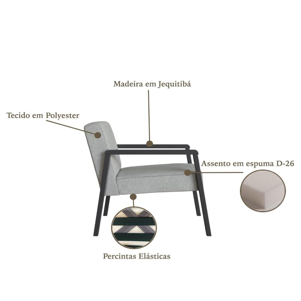 Miniatura Poltrona Slim Preto/Cinza Claro