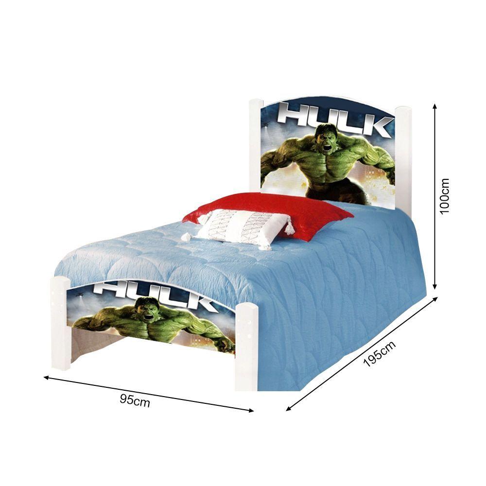 Miniatura Cama Infantil Solteiro Hulk Colchão Branco