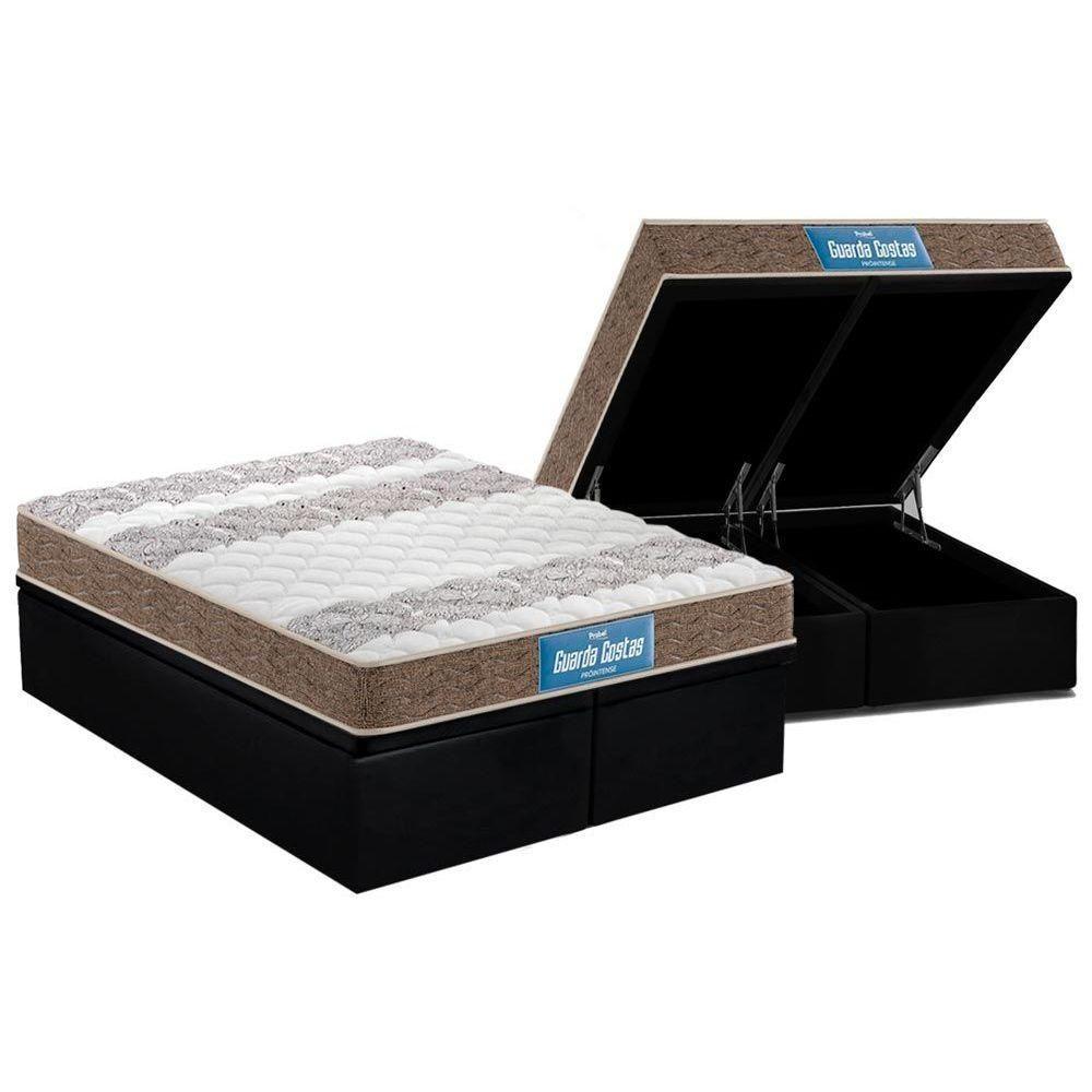 Miniatura Cama Box Baú Queen: Colchão Ortopédico Probel D33 / Ep Double Face + Base Black(158X198)