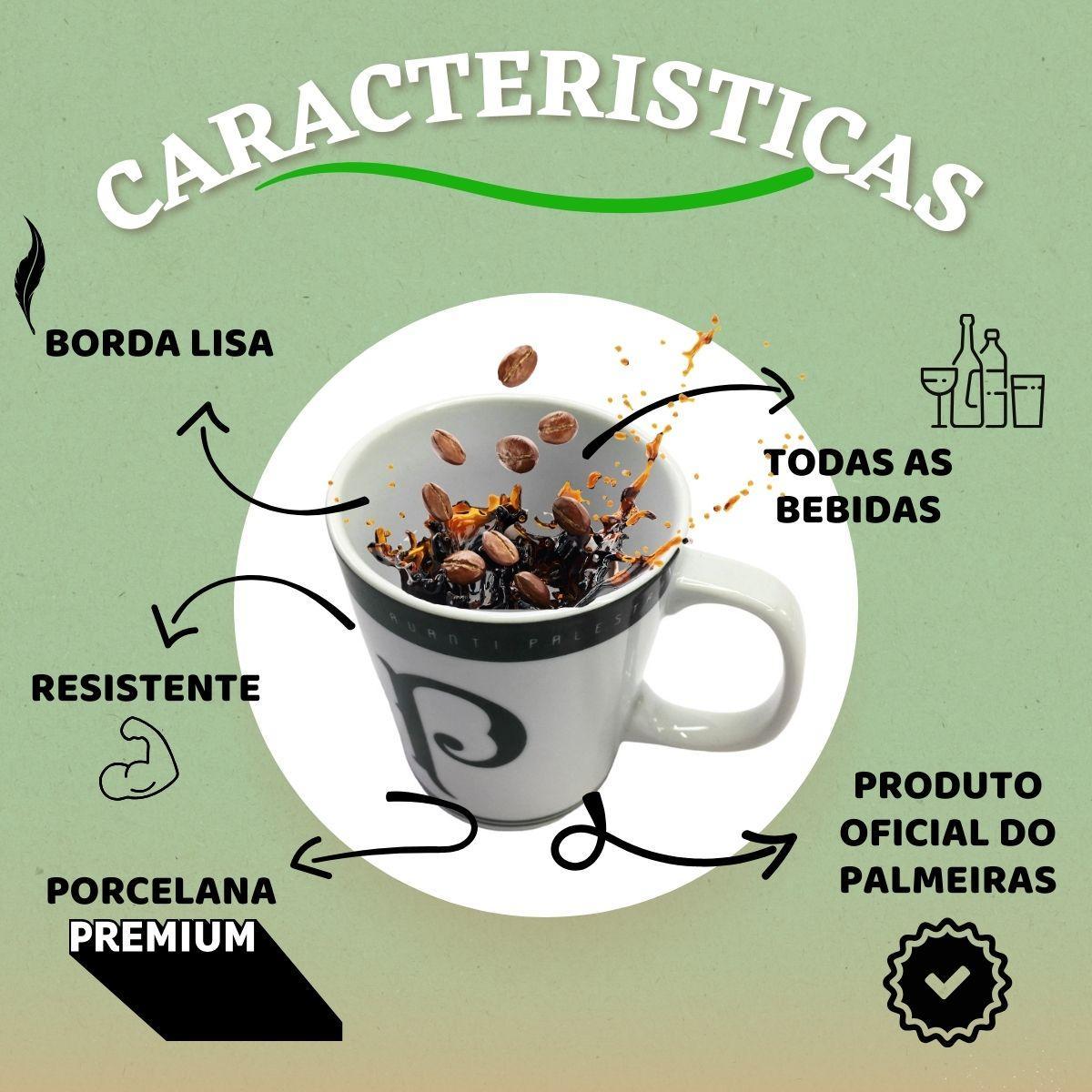 Kit 1 Caneca Xícara Porcelana Café + Caneca Verde Gel