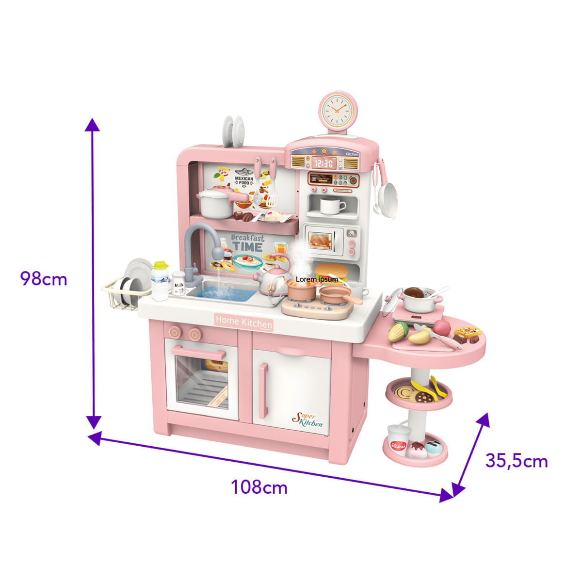 Cozinha Infantil Completa Forno e Fogão Grande Interativa Com Efeitos Master Cook Rosa Replay Kids Cozinha Infantil Completa C/ Efeitos MasterCook Replay Kids