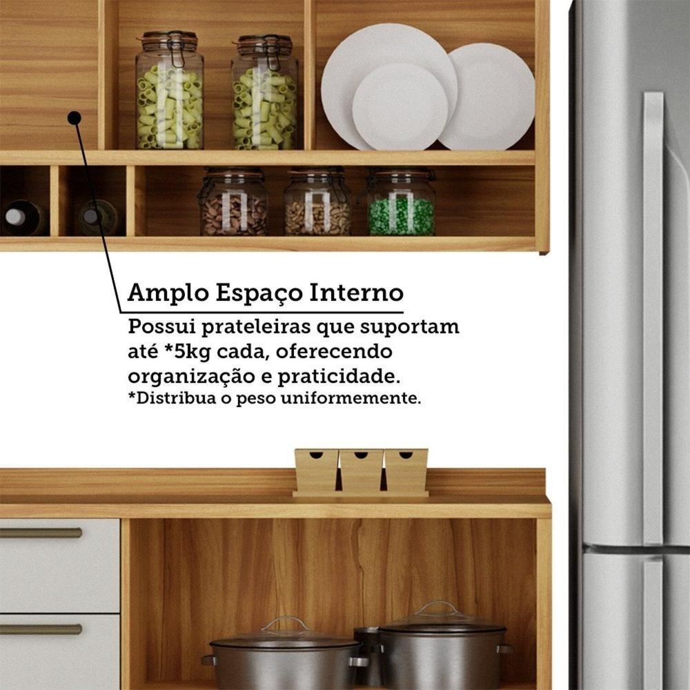 Cozinha Compacta 4 Peças Vicenza Espresso Móveis Branco Brilho/Amêndoa