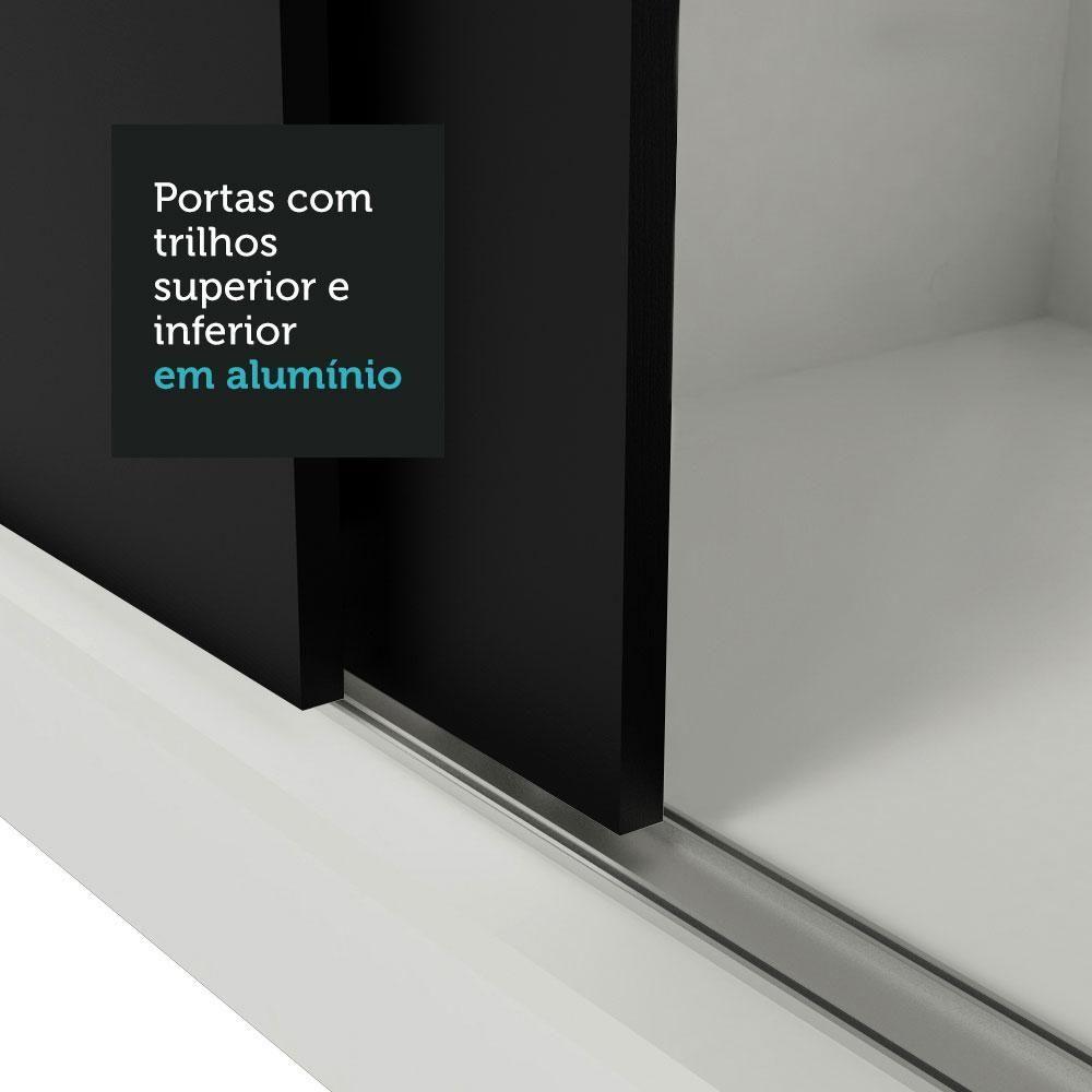 Miniatura Guarda-roupa Solteiro 2 Portas De Correr Com Espelho 2 Gavetas Branco/preto Vivare Madesa Branco/preto