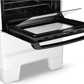Fogão de Piso a Gás Esmaltec 4 Bocas Ideal Super Mesa Inox e Forno Limpa Fácil 50L - Branco