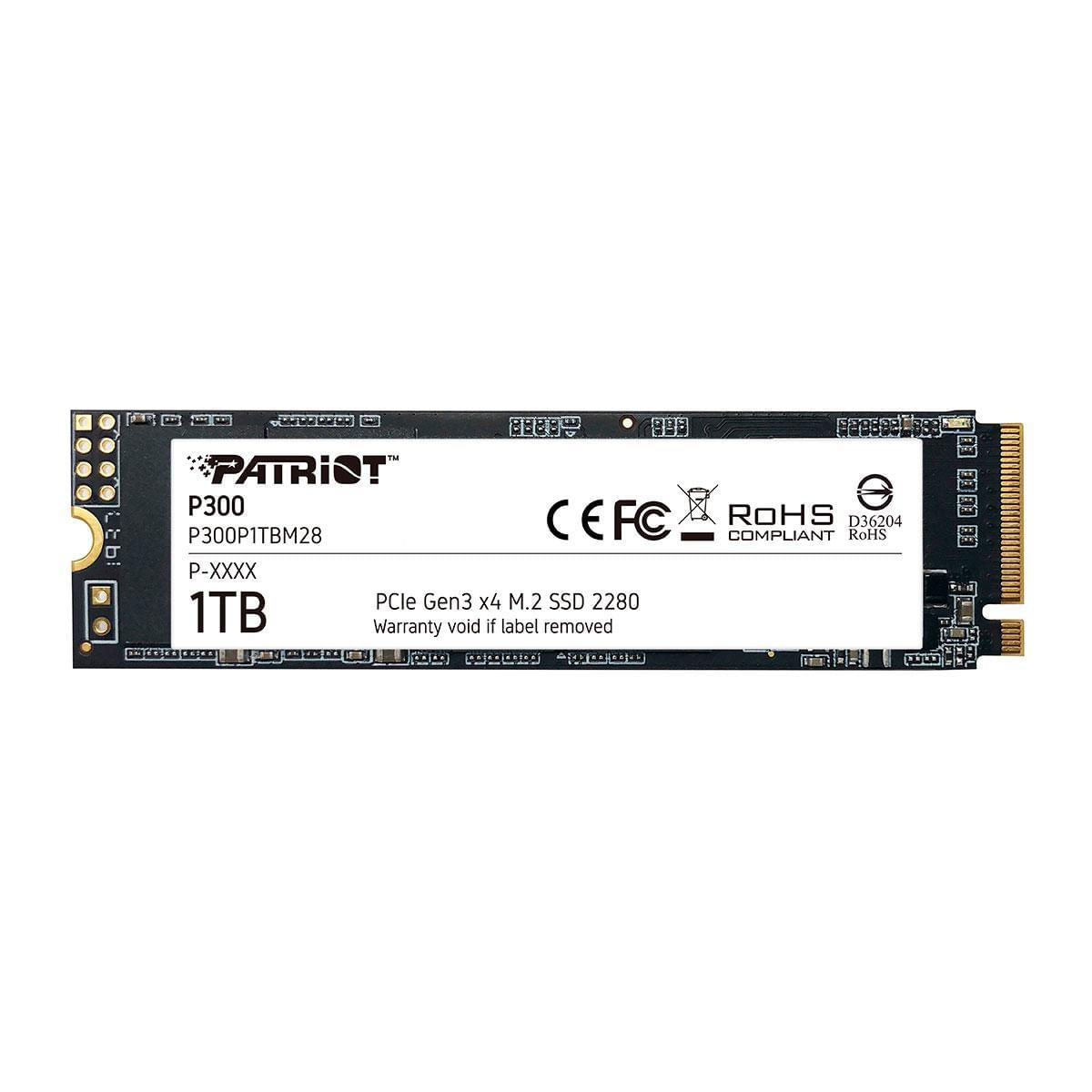 Miniatura Ssd 1Tb Patriot P300, M.2 2280 Pcie 3X4 Nvme 1.3, Leitura