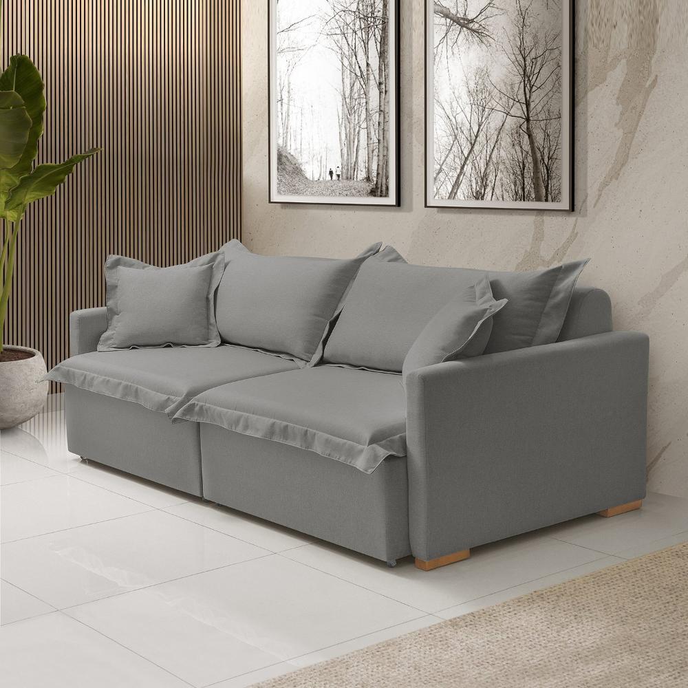 Miniatura Sofá Cama Portinari 2 Lugares Retrátil 184 Cm Cinza Escuro