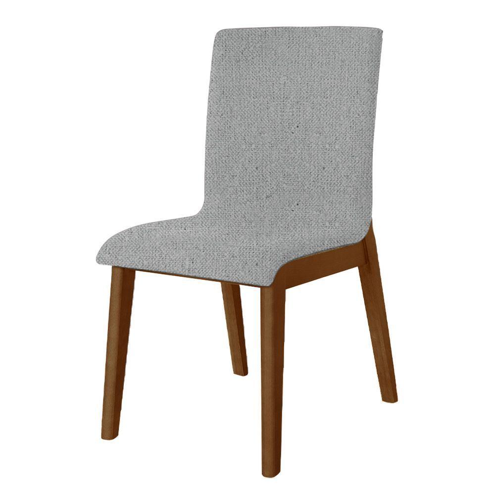 Miniatura Kit 2 Cadeiras De Jantar Diamante Estofadas Em Linho Cinza Base Madeira Maciça Imbuia Cinza