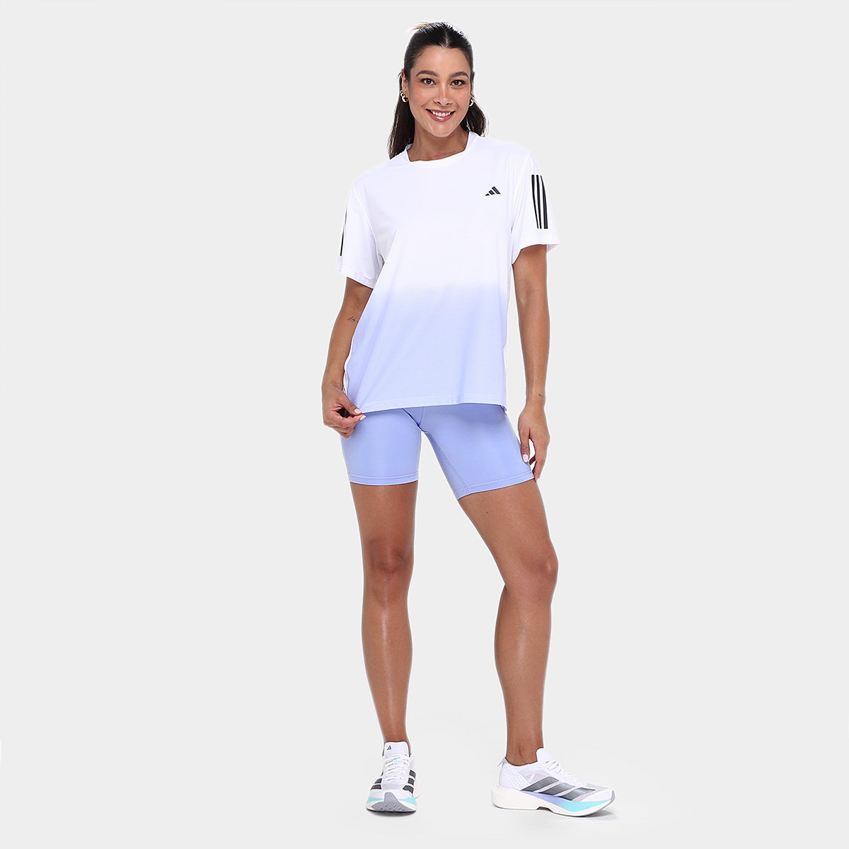 Miniatura Camiseta Adidas Own The Run Base Feminina Branco+Roxo - G