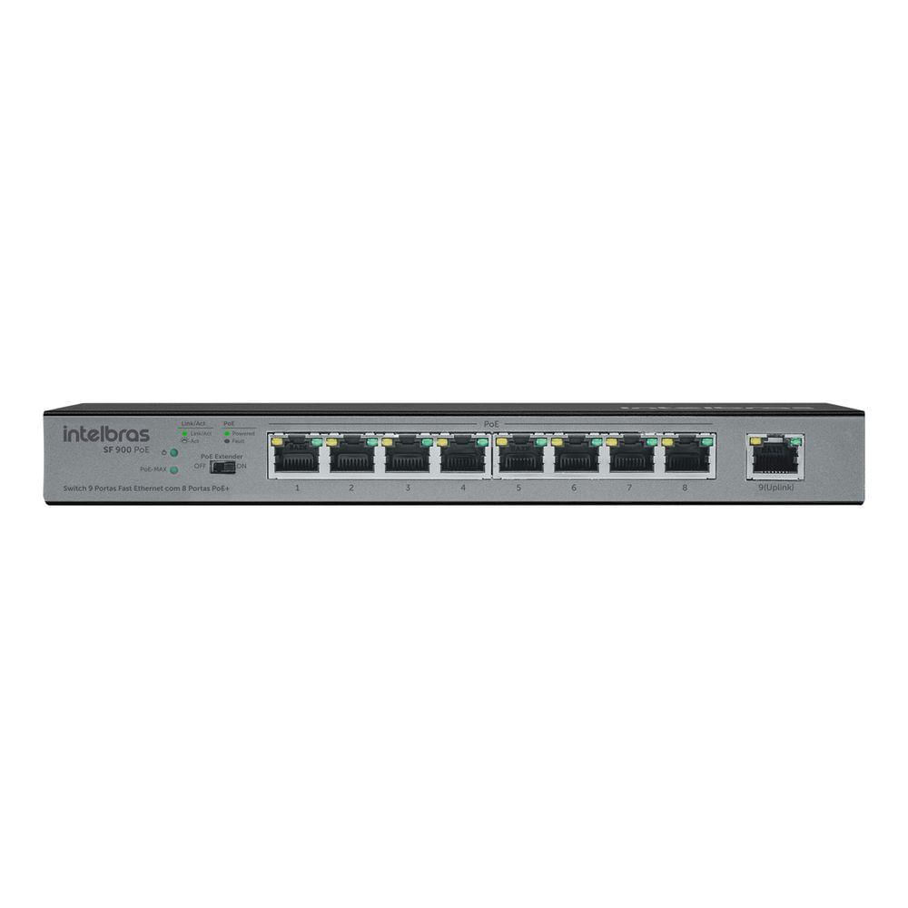 Miniatura Switch 9 Portas Fast Ethernet C/ 8 Portas Poe+ Sf 900 Hi-poe 4760040