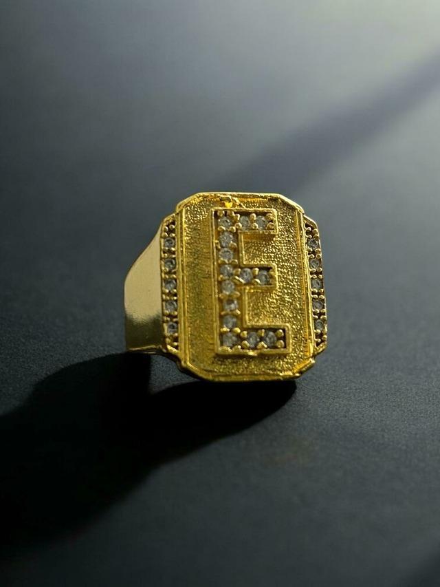 Anel Letras Cravejadas Ajustável Banhado A Ouro 18K Luxo