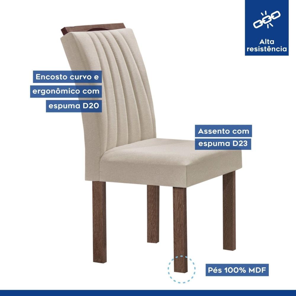 Miniatura Conjunto Mesa Tampo Slim Plus Vidro Kansas 100cm 4 Cadeiras Arizona Chocolate/Off White/Suede Bege