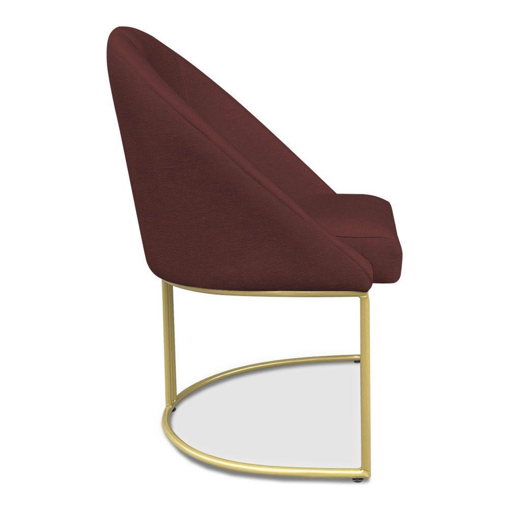 Miniatura Cadeira Poltrona De Jantar Bela Suede Base Metálica Industrial Dourado Pallazio Marsala