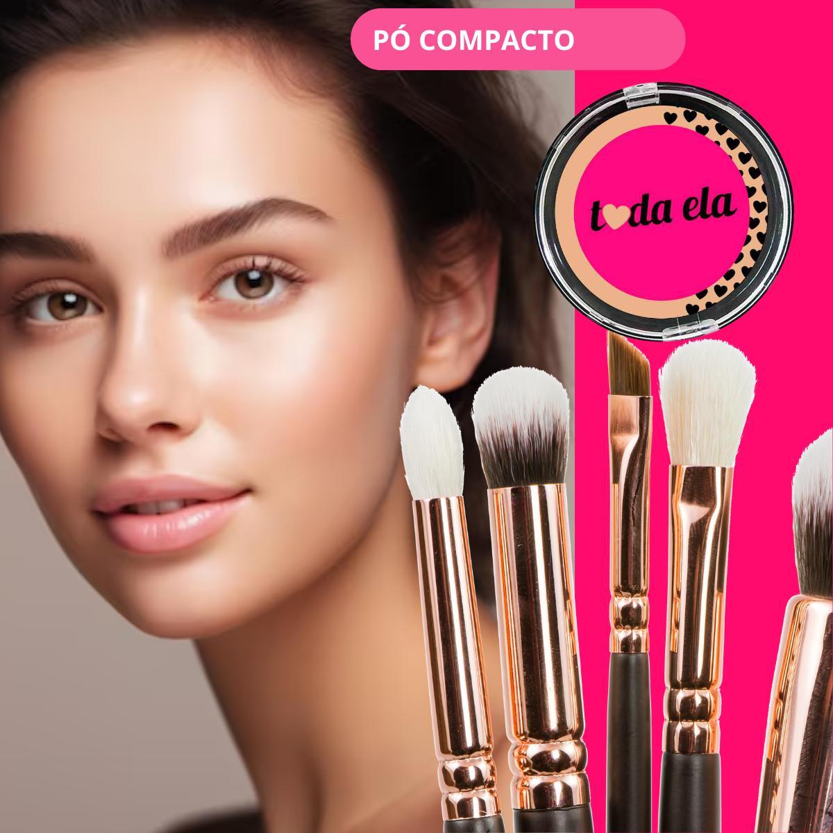 Miniatura Base De Maquiagem Em Pó Compacto Pele Bege 10G Pó De Rosto