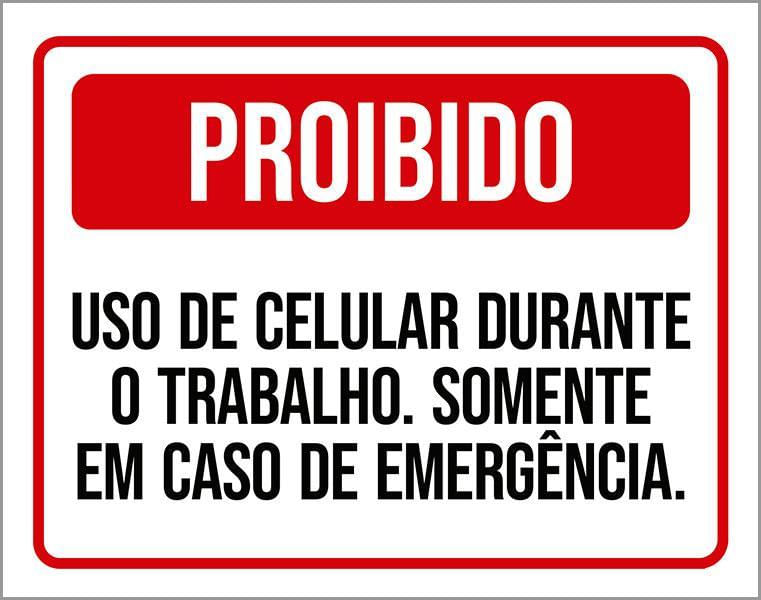 Miniatura Placa Proibido Uso Celulare Durante Trabalho 18X23