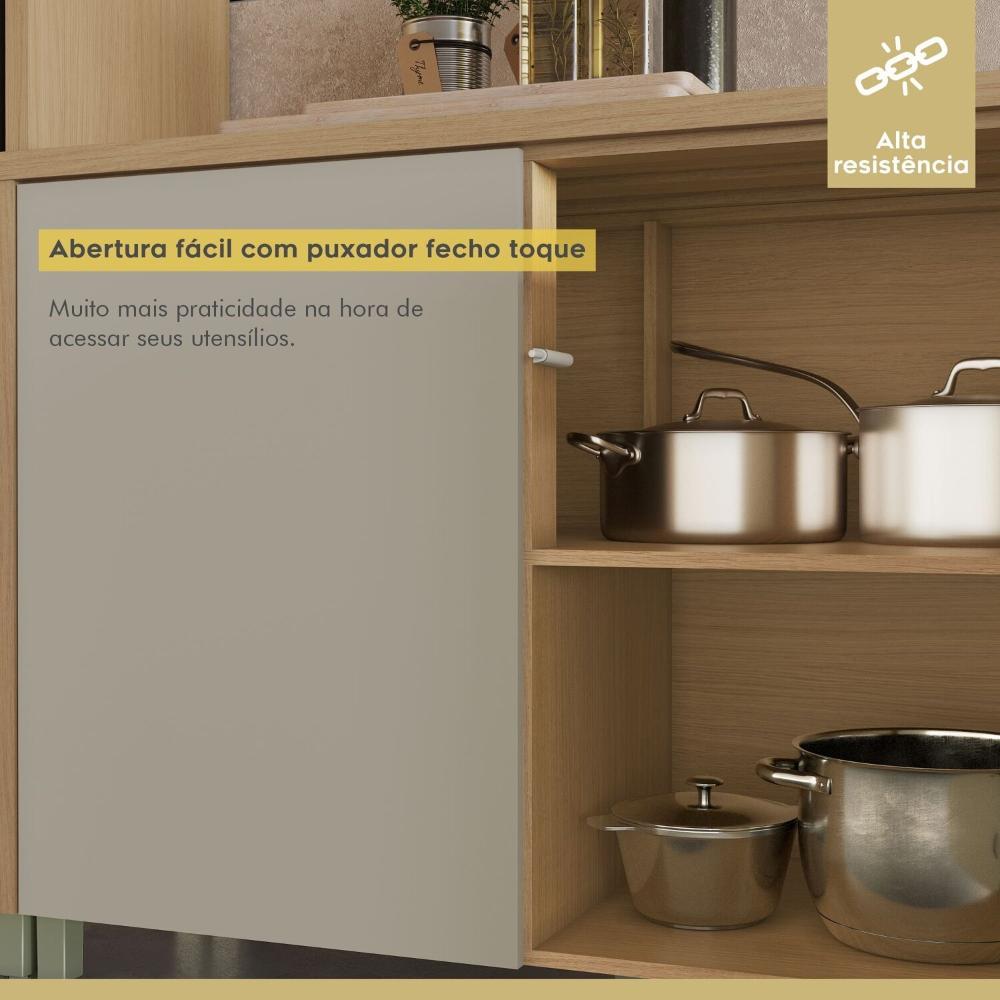 Cozinha Completa 6 Peças 12 Portas 2 Gavetas Condessa 350cm 100% MDF Carvalho/Greige