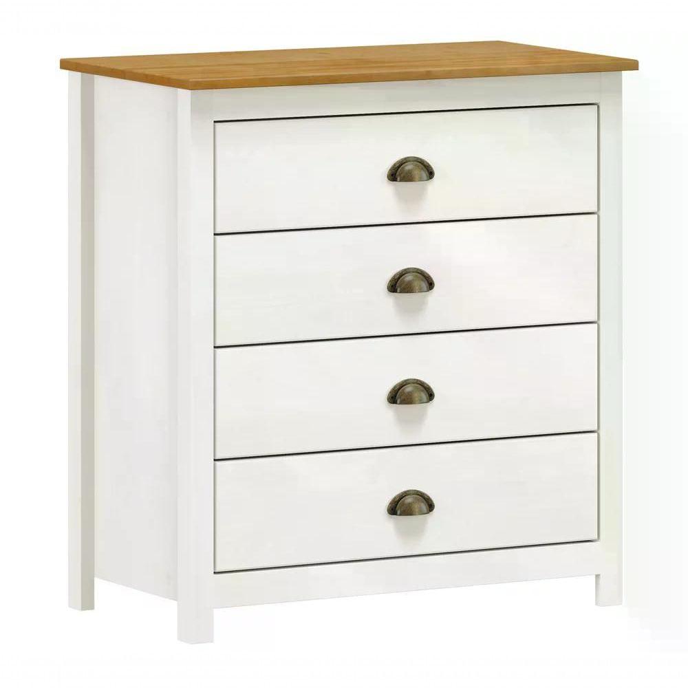 Miniatura Comoda 04 Gv Corrediças Madeira Maciça 9101 Branco Carvalho