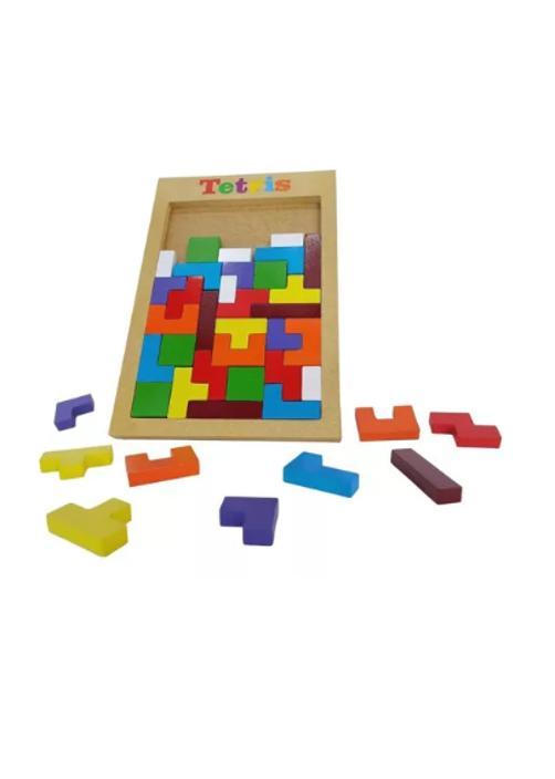 Miniatura Brinquedo Educativo Madeira Quebra Cabeça Tetris Criança