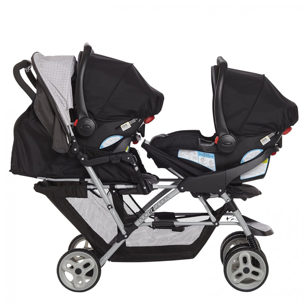 Carrinho de Bebê Duplo Graco DuoGlider Leve com Assento em Tandem, Preto