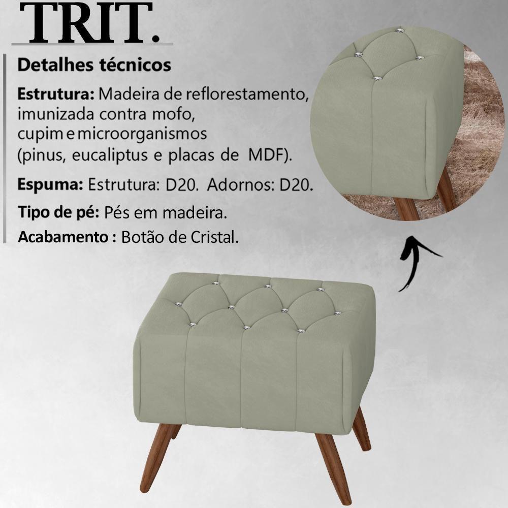 Puff Puf Para Sala Pes Madeira Trit Veludo Sl 940 Peer Sl 940