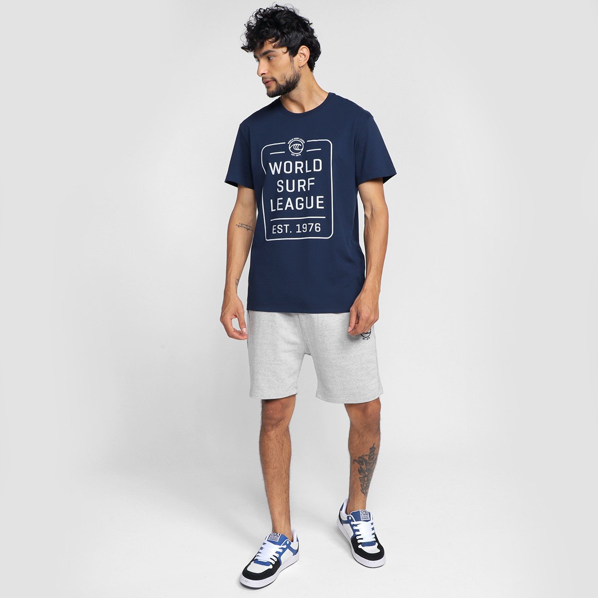 Miniatura Bermuda Moletom WSL Small Logo Masculina Mescla - EGG