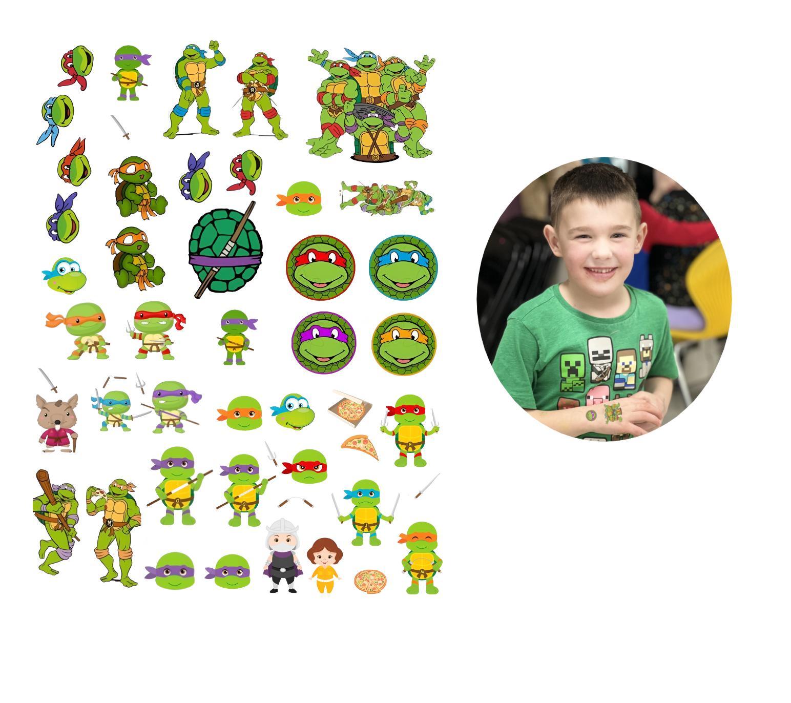 Tatuagens Temporárias Kit 40 Tatuagens Tartarugas Ninjas A4