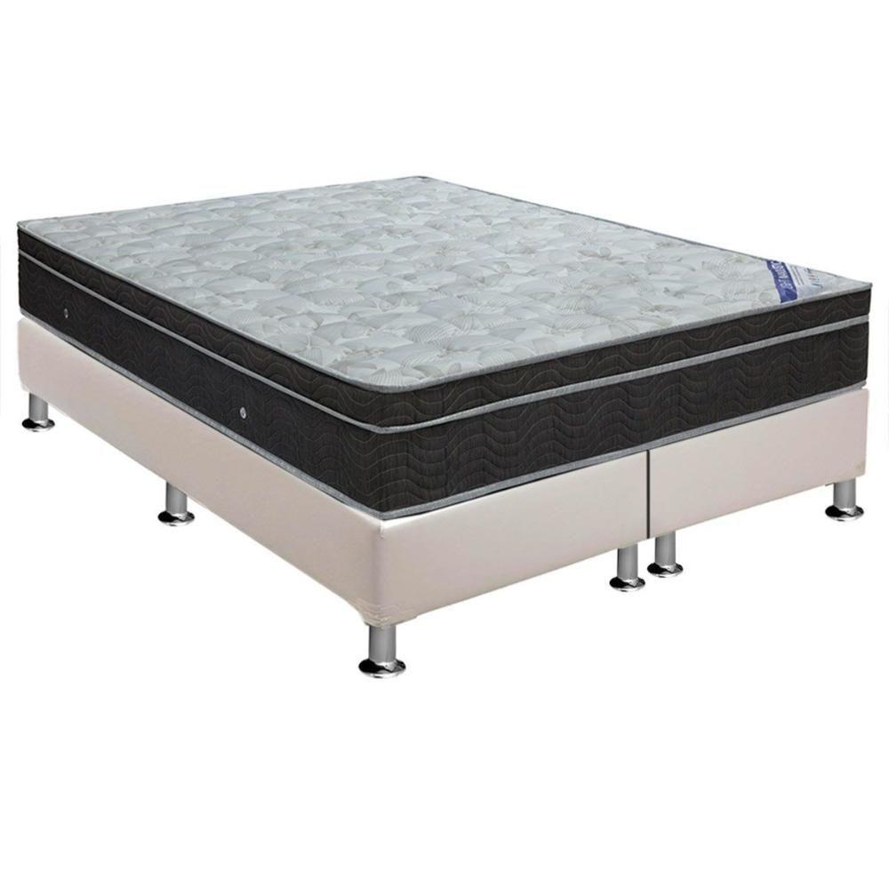 Miniatura Cama Box Queen: Colchão Molas Bonnel Ortobom Nanolastic Light Selado + Base White(158X198)