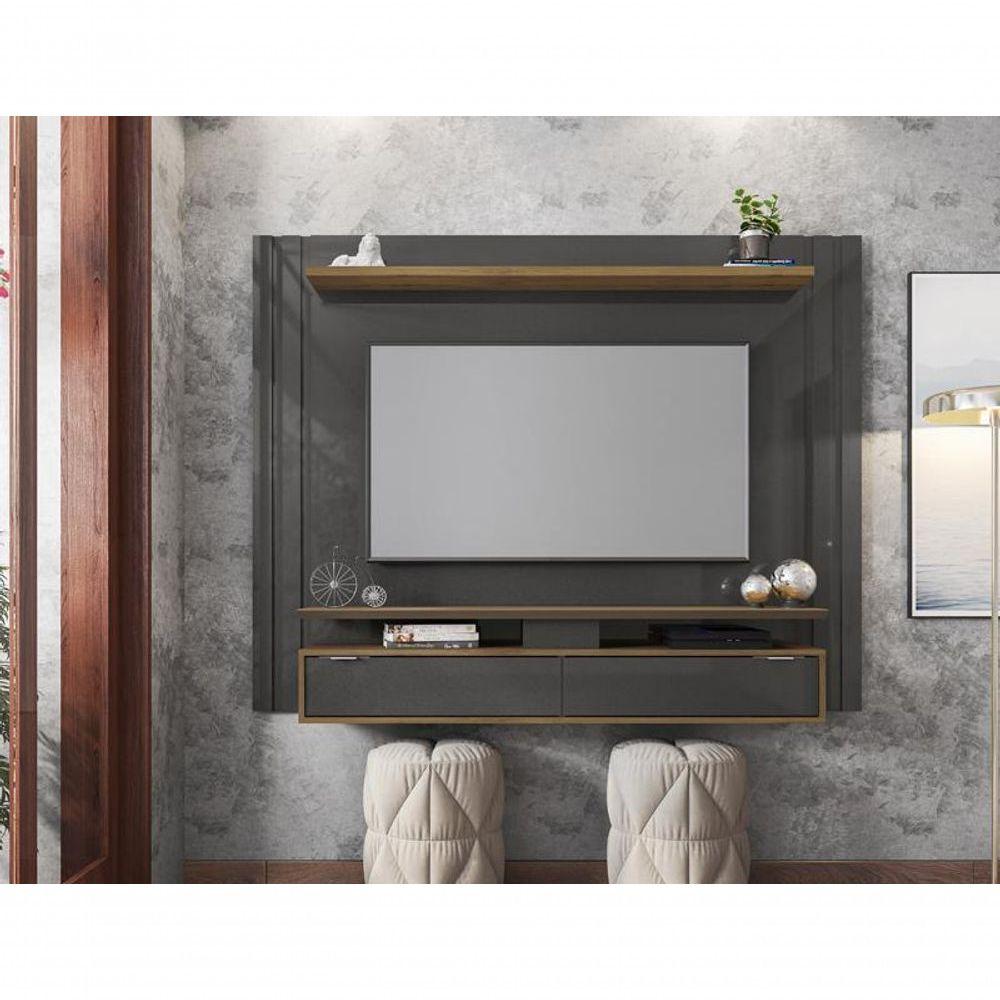 Miniatura Painel Suspenso Para Tv Chile Grafite Perolizado/freijó - Fdecor