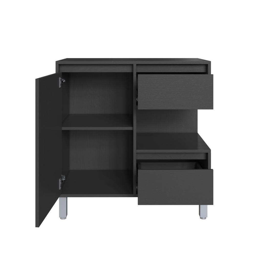 Miniatura Gabinete para Banheiro 80cm 2 Gavetas 1 Porta 1 Nicho sem Cuba Paula Grafite