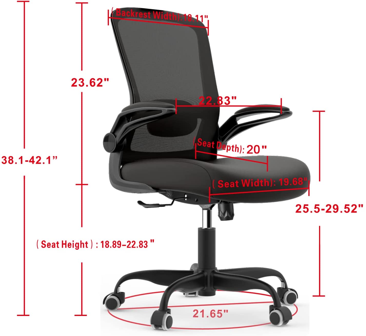 Office Chair Ergonomic Desk Chair with Adjustable Lumbar Support High Back Mesh Computer Chair with Flipup ArmrestsBIFMA Passed Task Chairs Executive Chair for Home Office