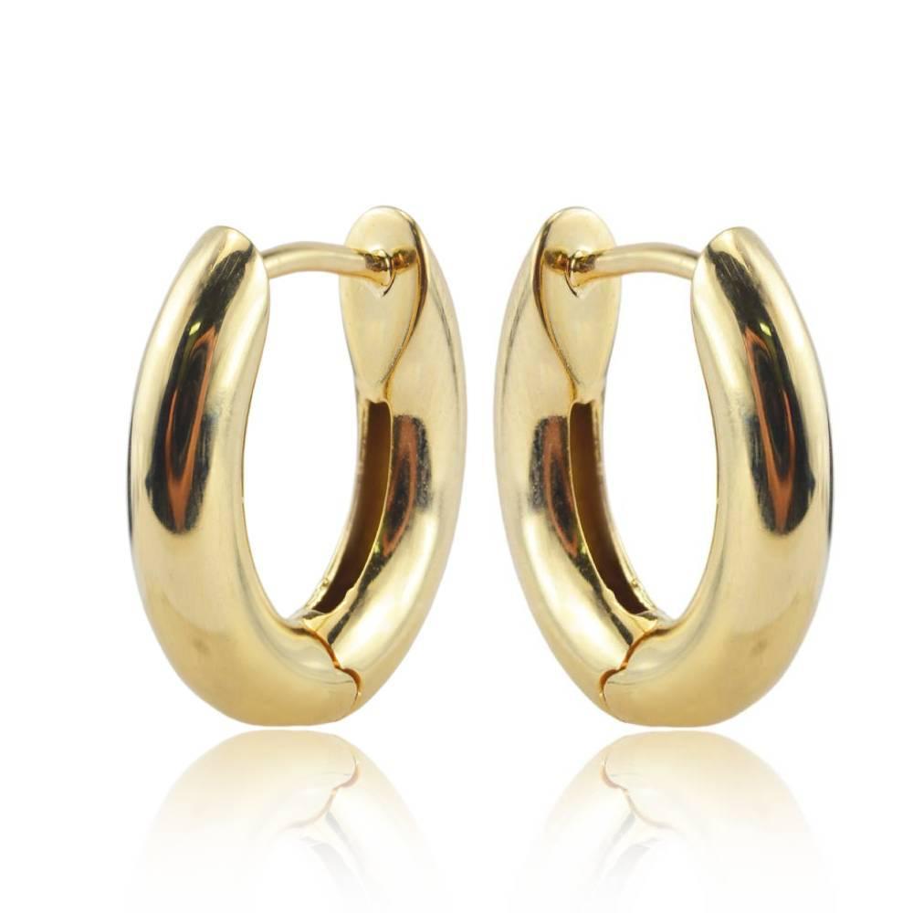 Miniatura Brinco Argola Oval 1,5Cm Abaulado Em Ouro 18K