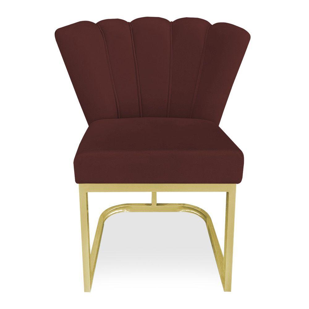 Miniatura Poltrona Flor Veludo Marsala Base Metálica Industrial Dourado - Pallazio