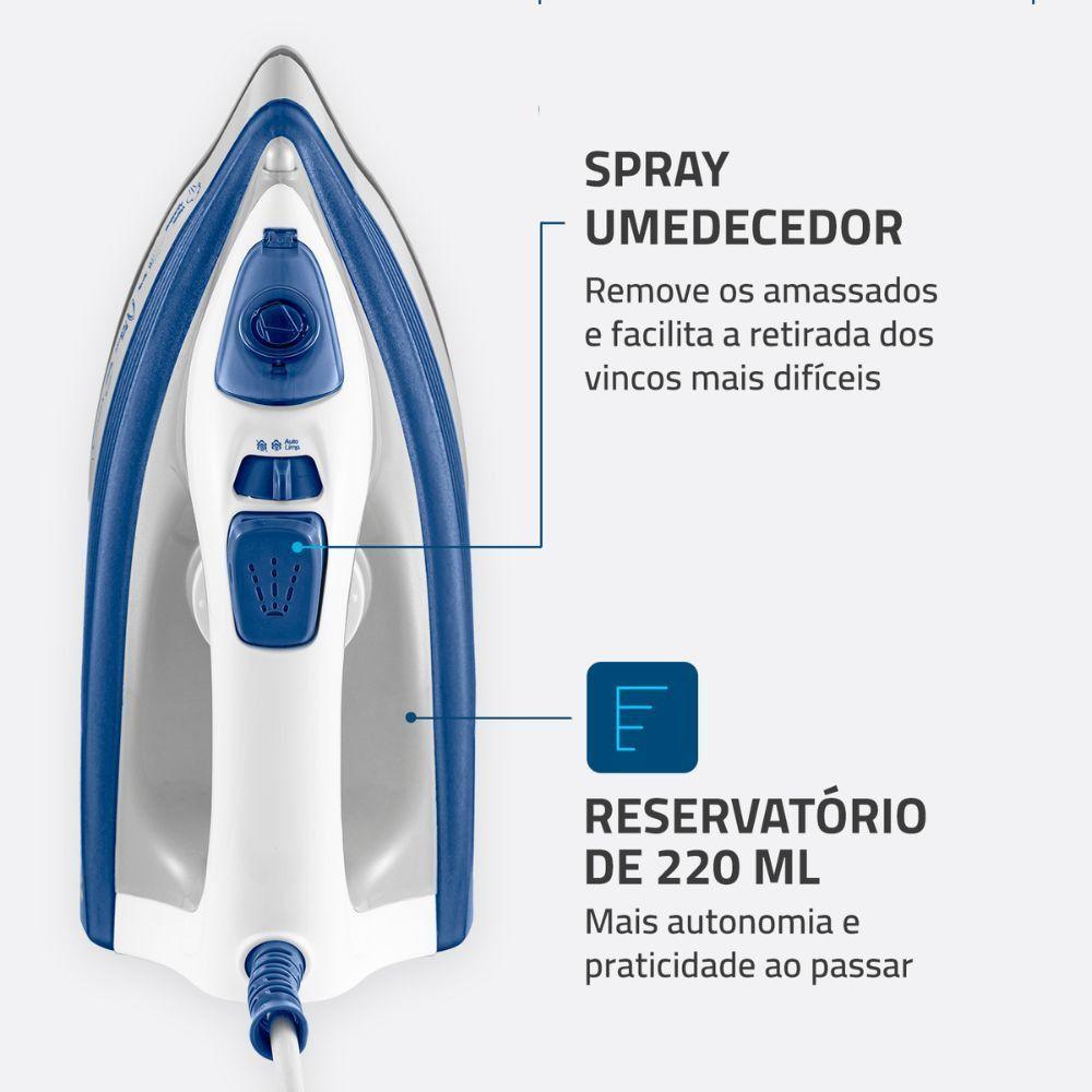 Ferro A Vapor Mondial Base Cerâmica Fvn-01-bl Branco-azul 127V