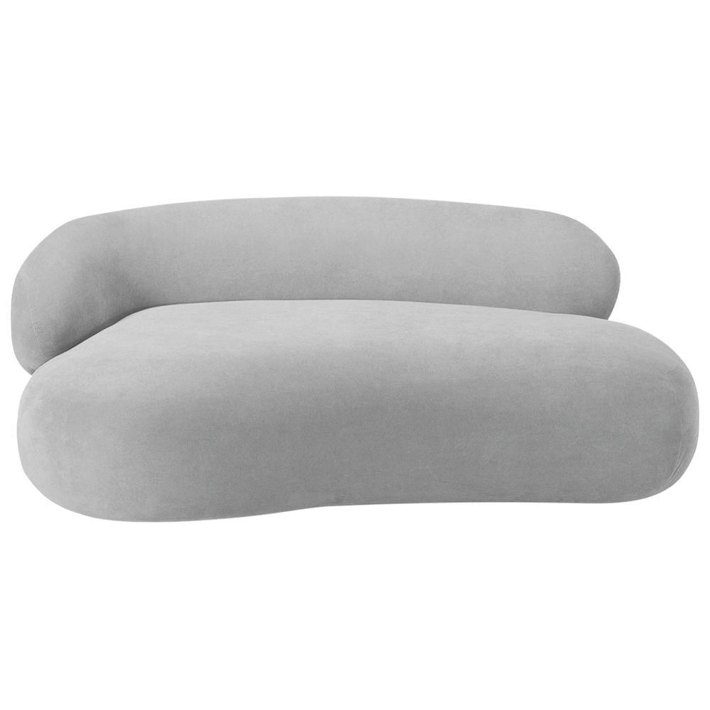 Divã Recamier Luxo Canadá 200cm Lado Direito Linho Adj Decor Cinza