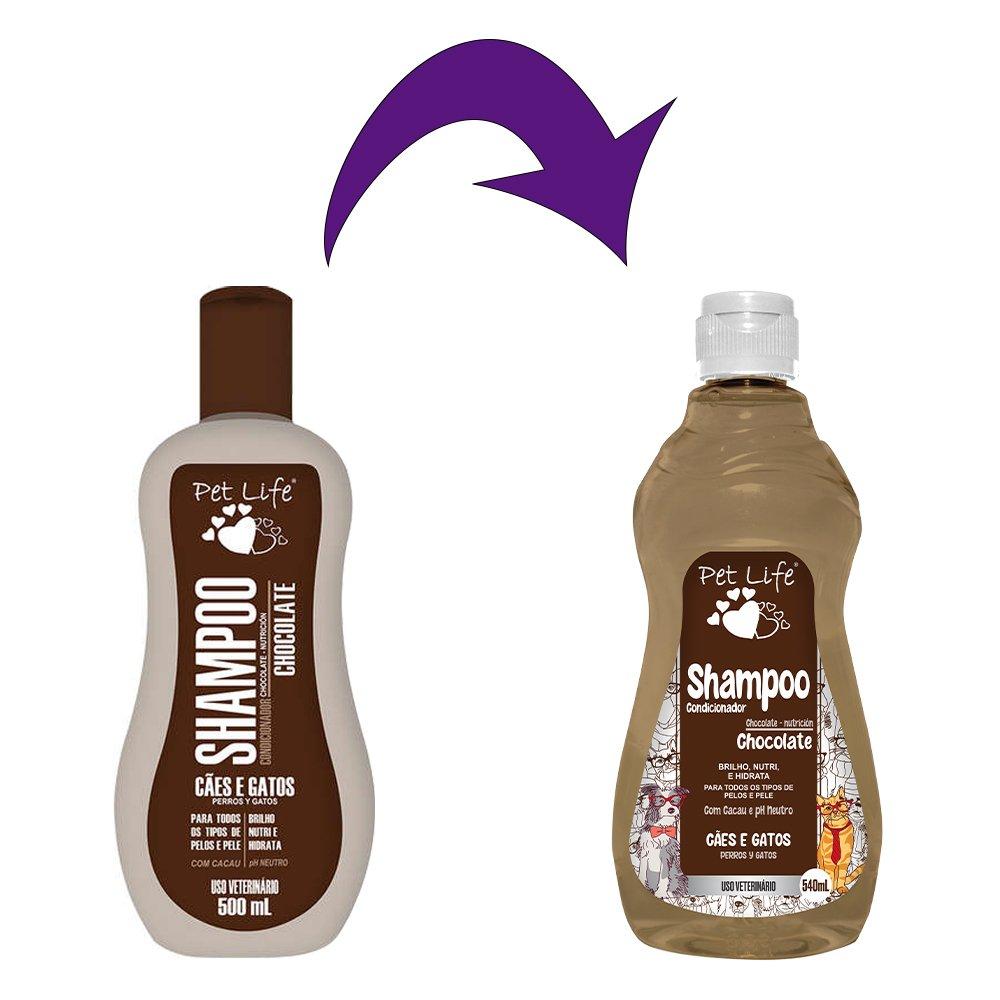 Miniatura Shampoo Condicionador Pet Life Chocolate para Cães e Gatos - 540 mL