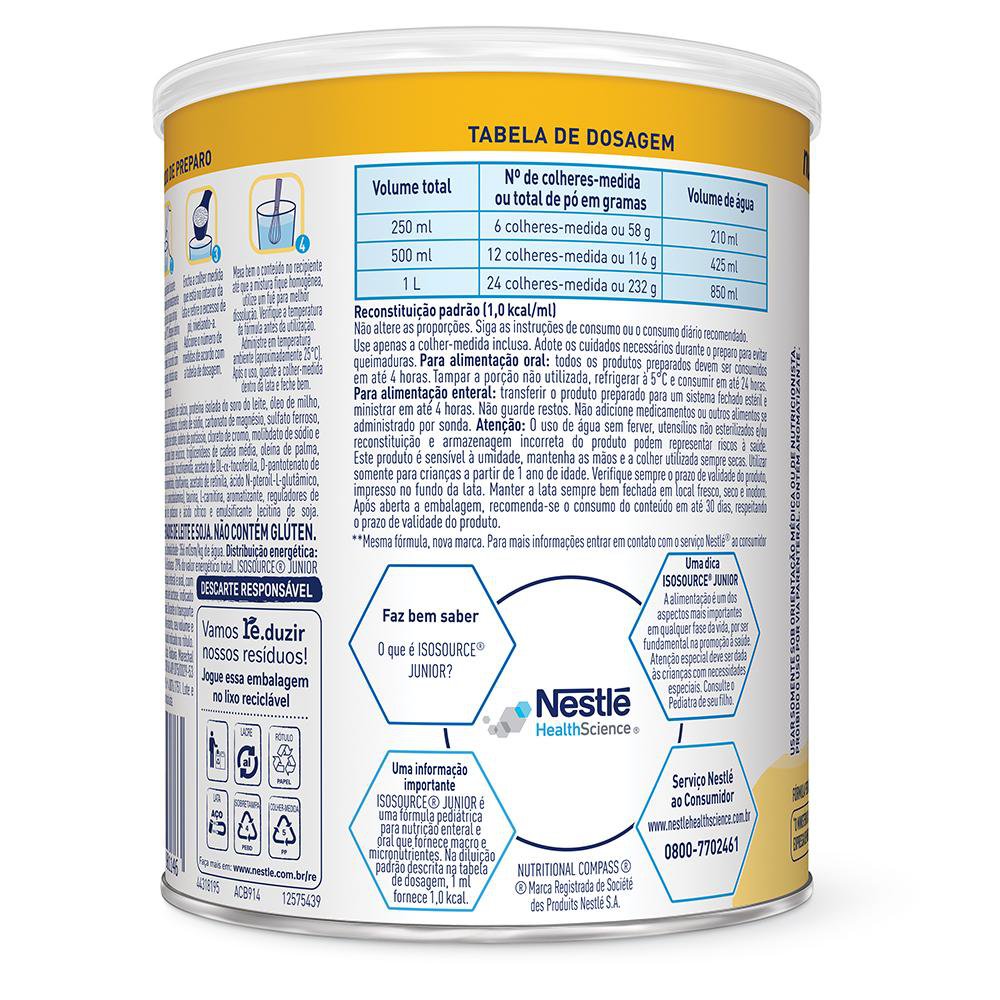 Miniatura Isosource Junior Sabor Baunilha 400g