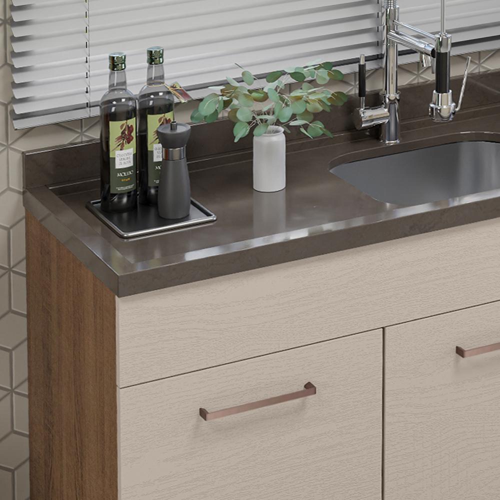 Balcão Gabinete de Pia Cozinha 150 cm 2 Portas e 2 Gavetas (Sem Tampo e Pia) Rustic/Crema Agata Madesa Rustic/Crema