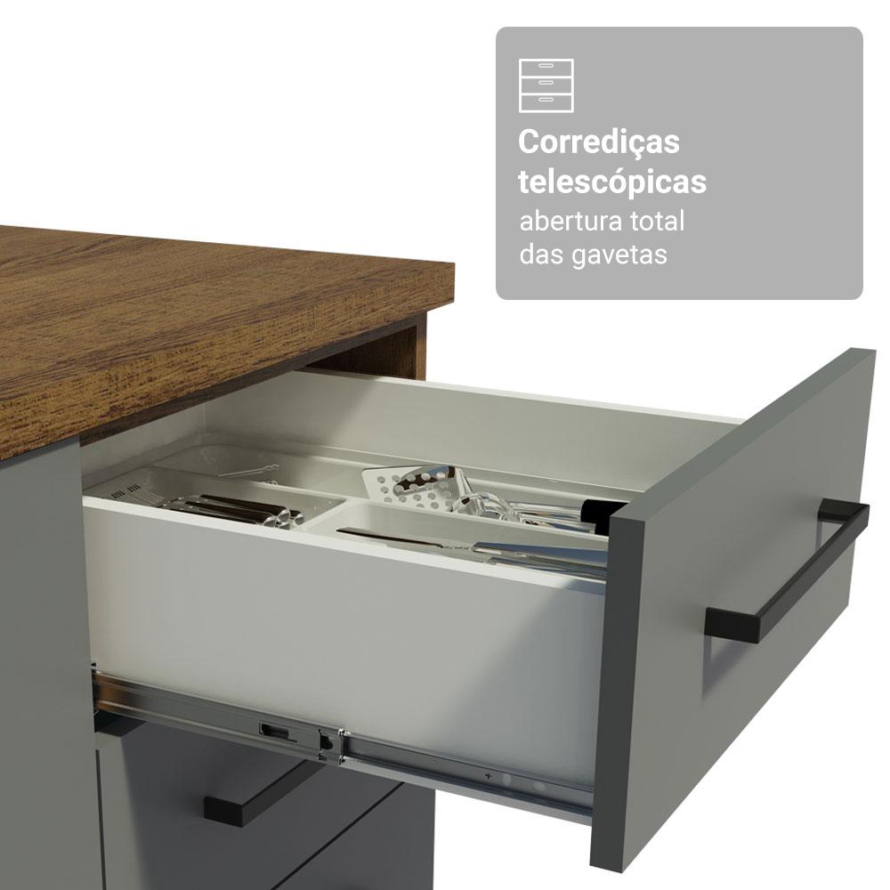 Miniatura Armário de Cozinha Completa 270cm Rustic/Cinza Agata Madesa 11 Rustic/Cinza