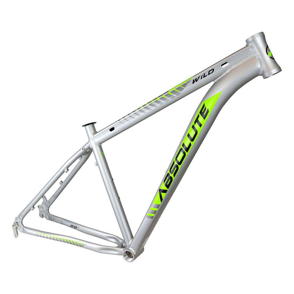 Miniatura Quadro Bicicleta Alumínio Absolute Wild Prata/Verde Tam 19