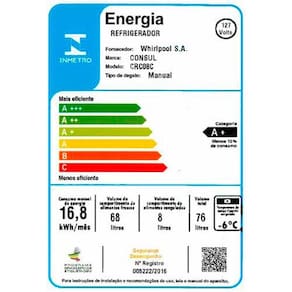 Miniatura Frigobar Consul CRC08CB com Gaveta Multiuso - 76L 110v