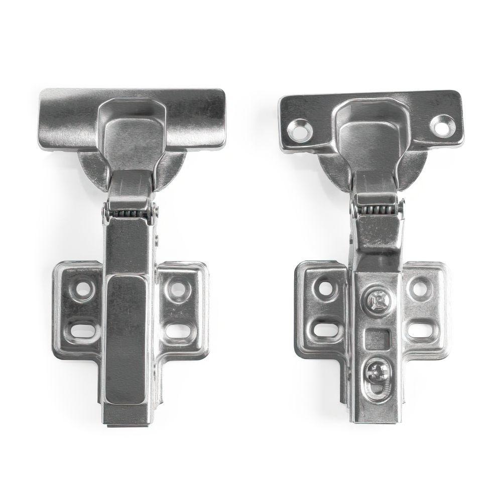 Miniatura Kit 3 Dobradiças Inox Curva Com Amortecedor 35Mm