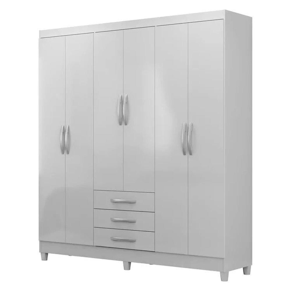 Miniatura Conjunto Guarda-Roupa 6 portas Toledo e Cômoda Carla 4 Gavetas Branco