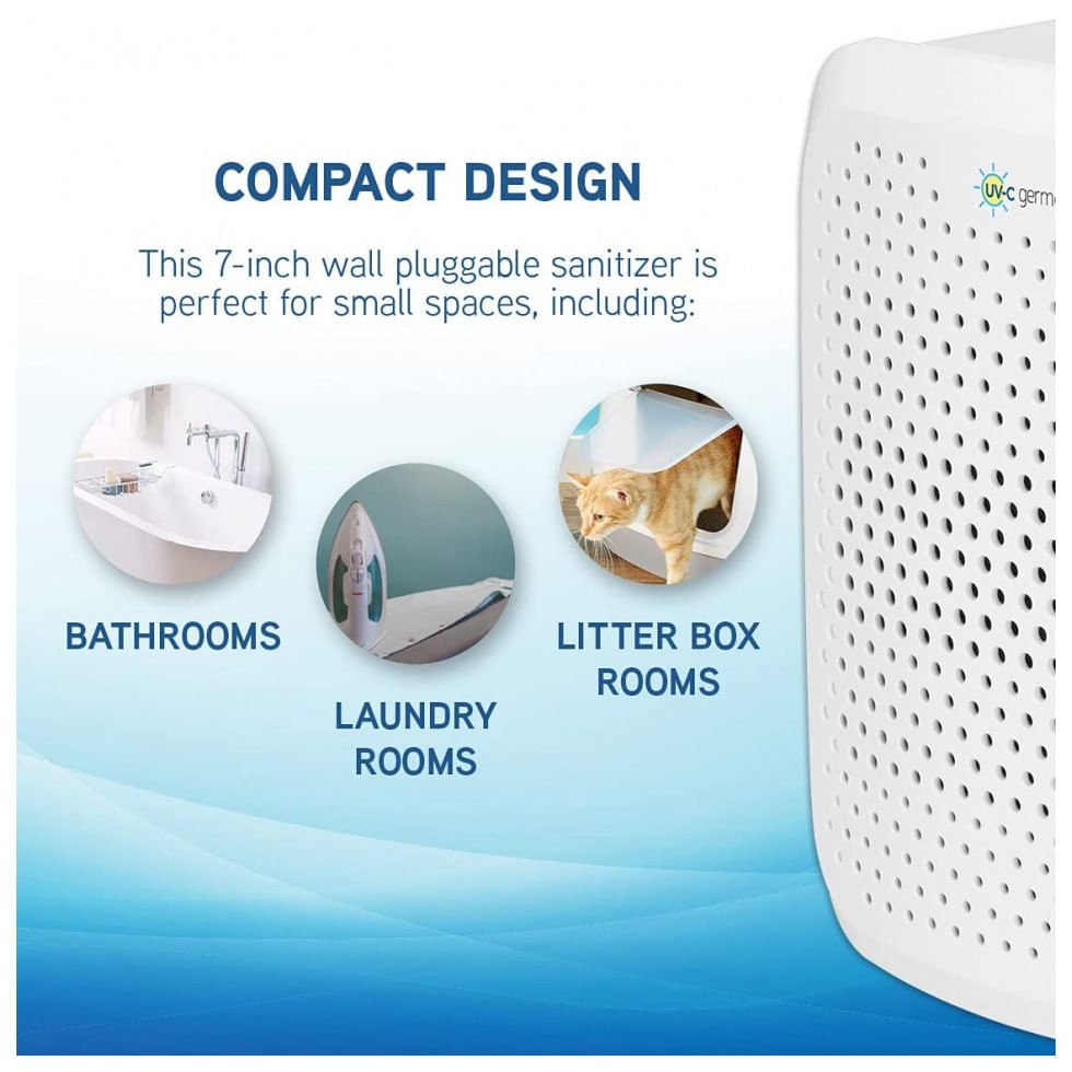 Miniatura Purificador de Ar Conectável com Luz Noturna UV, 110V, GermGuardian AC225W, Branco