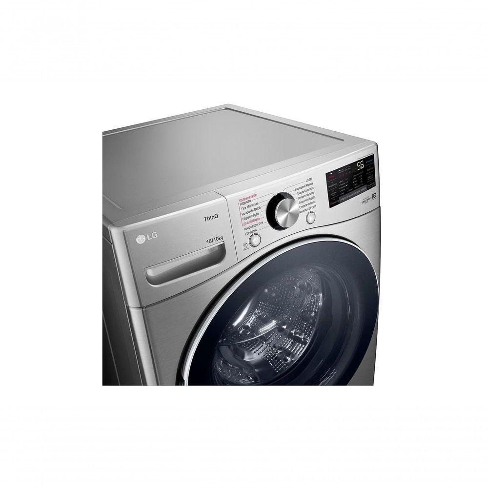 Lava e Seca LG Smart 18kg Inox Look com Inteligência Artificial AIDD™ WD18SV2S6BA 220V