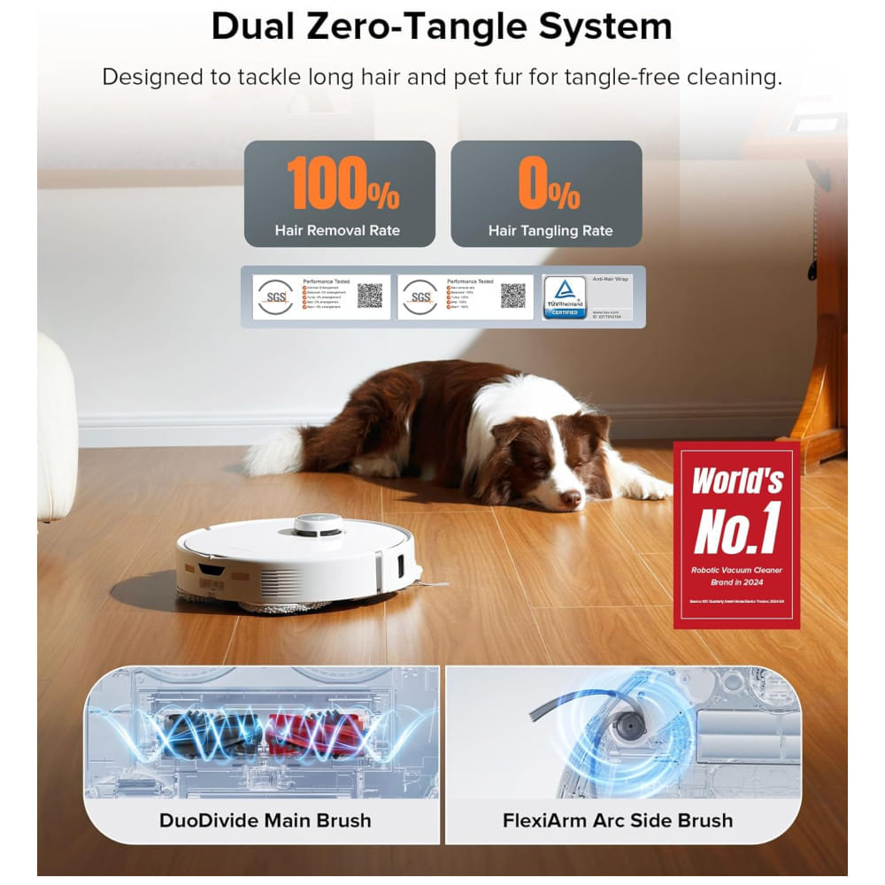 Miniatura Roborock Qrevo Edge: Robô Aspirador + Esfregão, 18,5kPa Sucção, Zero Enroscos, Reconhecimento Obstáculos, Lavagem Esfregão Água