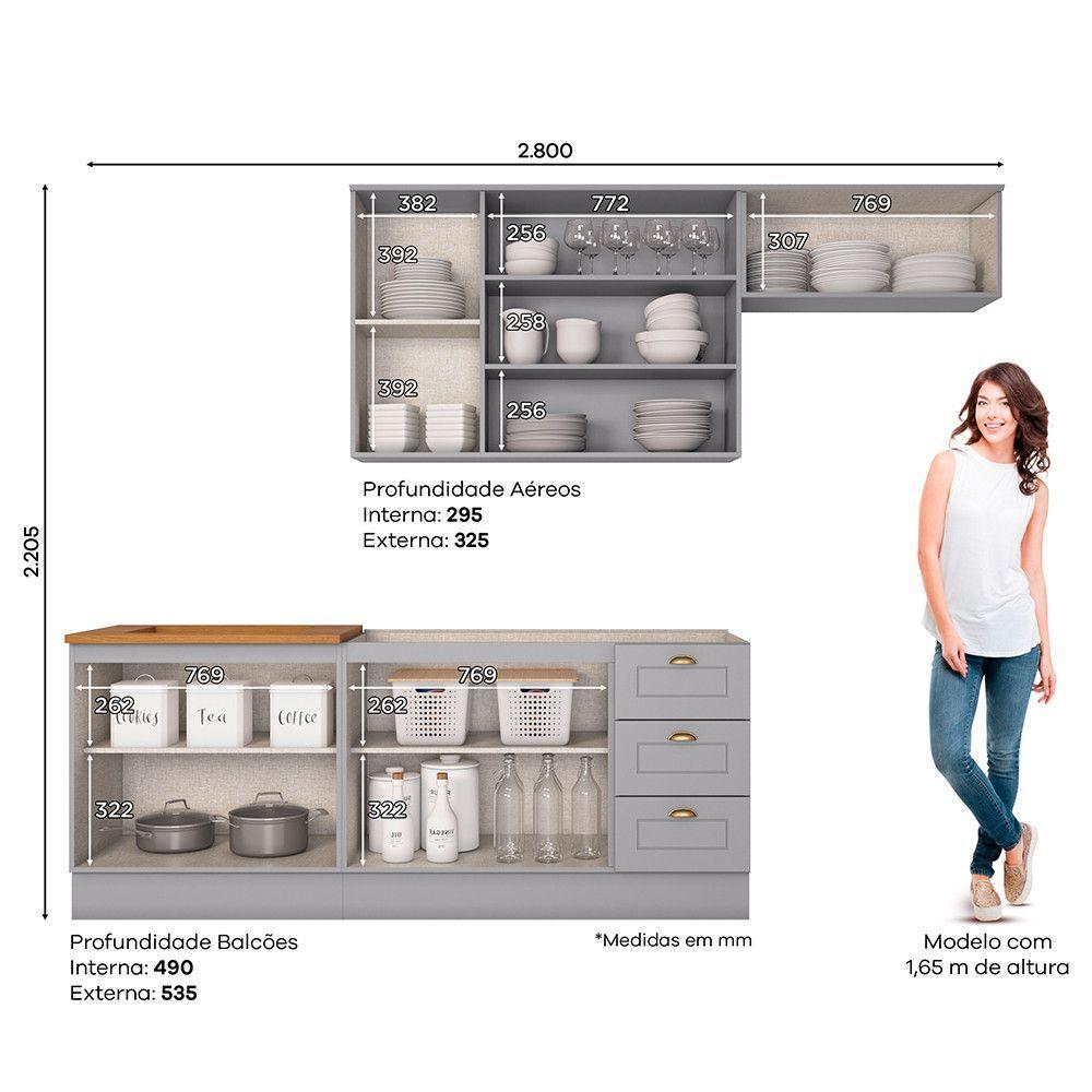 Miniatura Cozinha Compacta Com Aéreo Para Geladeira Amy Casa 812 Cinza