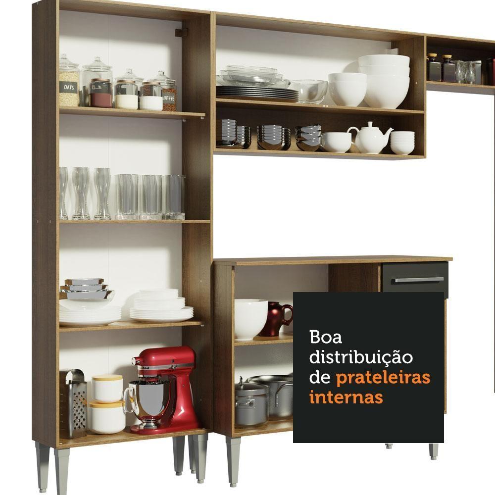 Miniatura Armário De Cozinha Compacta 165cm Com Pia Rustic/preto Emilly Madesa 06 Rustic/preto