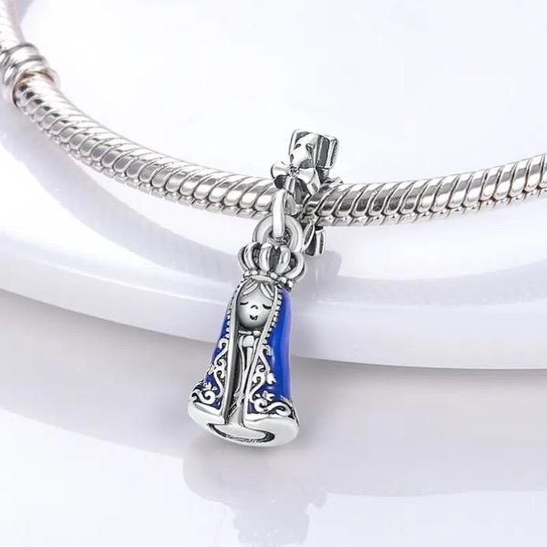 Miniatura Berloque Nossa Senhora Aparecida Bonita Prata 925 Santa